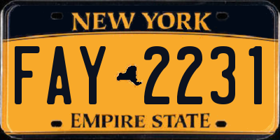 NY license plate FAY2231