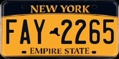 NY license plate FAY2265