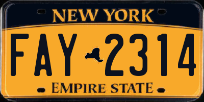 NY license plate FAY2314