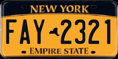 NY license plate FAY2321