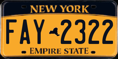 NY license plate FAY2322