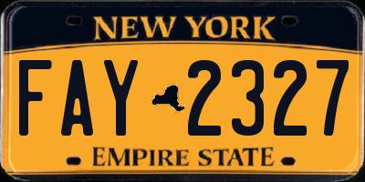 NY license plate FAY2327