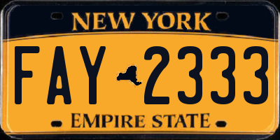 NY license plate FAY2333