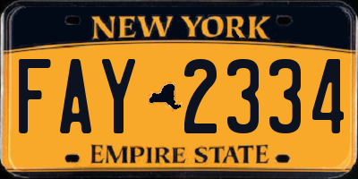 NY license plate FAY2334