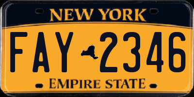 NY license plate FAY2346