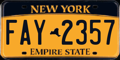 NY license plate FAY2357