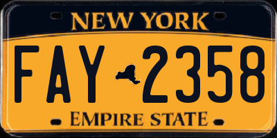 NY license plate FAY2358