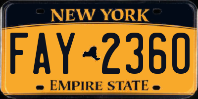 NY license plate FAY2360
