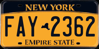 NY license plate FAY2362