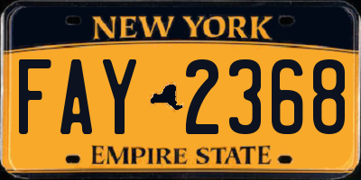 NY license plate FAY2368