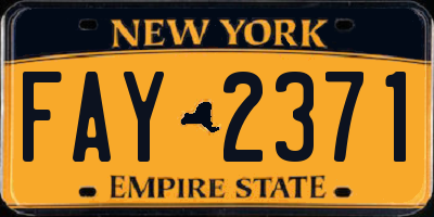 NY license plate FAY2371