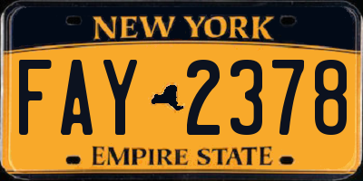 NY license plate FAY2378
