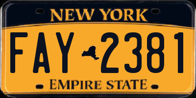 NY license plate FAY2381