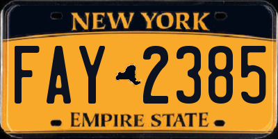 NY license plate FAY2385