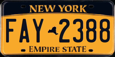 NY license plate FAY2388