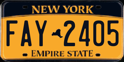 NY license plate FAY2405