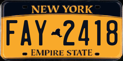NY license plate FAY2418