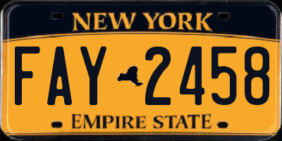 NY license plate FAY2458