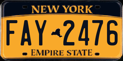 NY license plate FAY2476