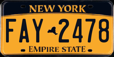 NY license plate FAY2478