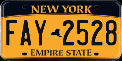 NY license plate FAY2528