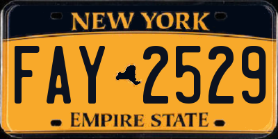 NY license plate FAY2529