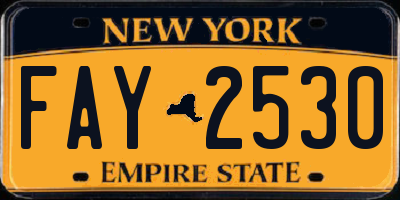 NY license plate FAY2530