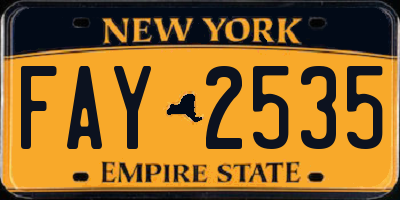 NY license plate FAY2535