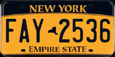 NY license plate FAY2536