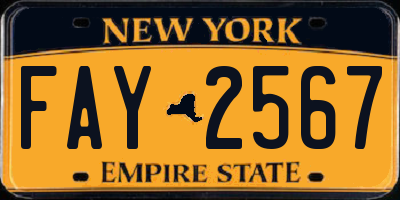 NY license plate FAY2567