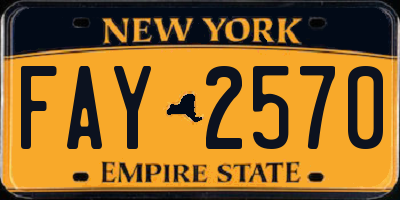 NY license plate FAY2570