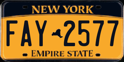 NY license plate FAY2577