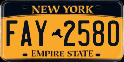 NY license plate FAY2580
