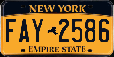 NY license plate FAY2586