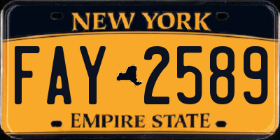 NY license plate FAY2589