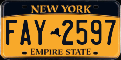 NY license plate FAY2597