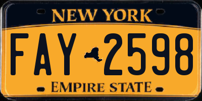 NY license plate FAY2598