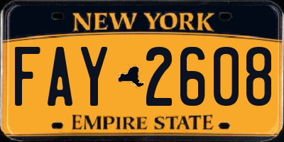 NY license plate FAY2608
