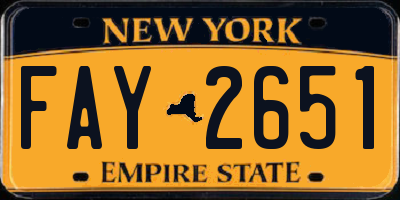 NY license plate FAY2651