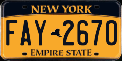 NY license plate FAY2670