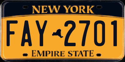 NY license plate FAY2701