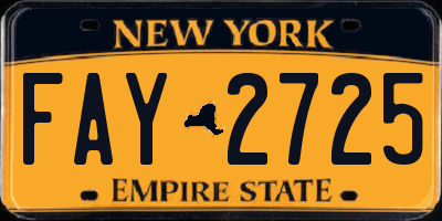 NY license plate FAY2725