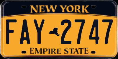 NY license plate FAY2747