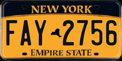 NY license plate FAY2756