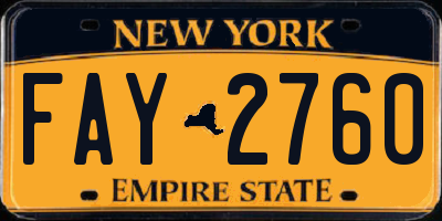 NY license plate FAY2760