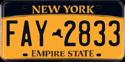 NY license plate FAY2833