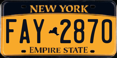 NY license plate FAY2870