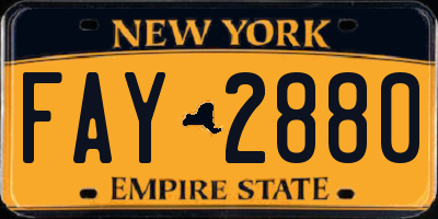 NY license plate FAY2880