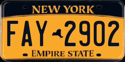 NY license plate FAY2902