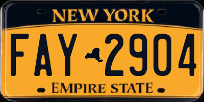 NY license plate FAY2904
